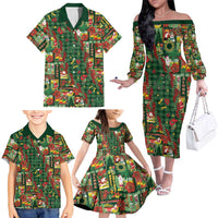Mele Kalikimaka Pakalana Pikake Lei Family Matching Off The Shoulder Long Sleeve Dress and Hawaiian Shirt Hawaiian Rodeo Paniolo Ulaula Palaka LT9 - Polynesian Pride