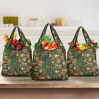 Mele Kalikimaka Pakalana Pikake Lei Grocery Bag Hawaiian Rodeo Paniolo Ulaula Palaka LT9 3-pack One Size Red - Polynesian Pride