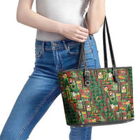 Mele Kalikimaka Pakalana Pikake Lei Leather Tote Bag Hawaiian Rodeo Paniolo Ulaula Palaka LT9 - Polynesian Pride