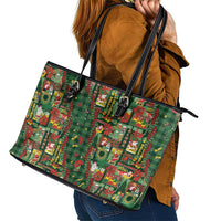 Mele Kalikimaka Pakalana Pikake Lei Leather Tote Bag Hawaiian Rodeo Paniolo Ulaula Palaka LT9 - Polynesian Pride