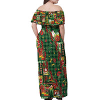 Mele Kalikimaka Pakalana Pikake Lei Off Shoulder Maxi Dress Hawaiian Rodeo Paniolo Ulaula Palaka LT9 - Polynesian Pride