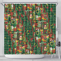 Mele Kalikimaka Pakalana Pikake Lei Shower Curtain Hawaiian Rodeo Paniolo Ulaula Palaka LT9 - Polynesian Pride