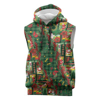 Mele Kalikimaka Pakalana Pikake Lei Sleeveless Hoodie Hawaiian Rodeo Paniolo Ulaula Palaka LT9 Red - Polynesian Pride