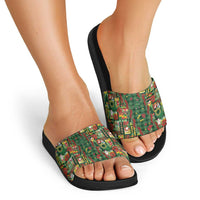 Mele Kalikimaka Pakalana Pikake Lei Slide Sandals Hawaiian Rodeo Paniolo Ulaula Palaka LT9 - Polynesian Pride