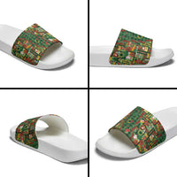 Mele Kalikimaka Pakalana Pikake Lei Slide Sandals Hawaiian Rodeo Paniolo Ulaula Palaka LT9 - Polynesian Pride