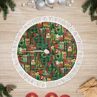 Mele Kalikimaka Pakalana Pikake Lei Tree Skirt Hawaiian Rodeo Paniolo Ulaula Palaka LT9 Fringed Red - Polynesian Pride