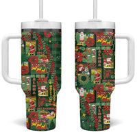 Mele Kalikimaka Pakalana Pikake Lei Tumbler With Handle Hawaiian Rodeo Paniolo Ulaula Palaka LT9 One Size: 40 oz Red - Polynesian Pride
