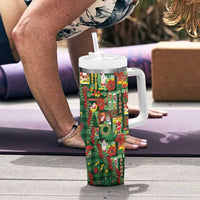 Mele Kalikimaka Pakalana Pikake Lei Tumbler With Handle Hawaiian Rodeo Paniolo Ulaula Palaka LT9 - Polynesian Pride