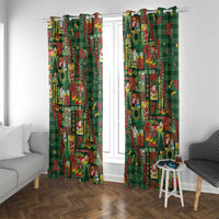 Mele Kalikimaka Pakalana Pikake Lei Window Curtain Hawaiian Rodeo Paniolo Ulaula Palaka LT9 With Grommets Red - Polynesian Pride