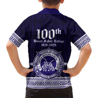Tonga Queen Salote College 100 years Family Matching Long Sleeve Bodycon Dress and Hawaiian Shirt QSC 1926-2026 Tongan Pattern LT9 - Polynesian Pride