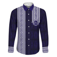 Tonga Queen Salote College 100 years Family Matching Short Sleeve Bodycon Dress and Hawaiian Shirt QSC 1926-2026 Tongan Pattern LT9 Dad's Shirt - Long Sleeve Blue - Polynesian Pride