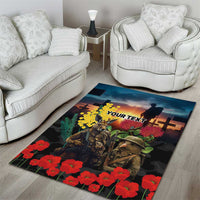 Kangaroo-Kiwi Soldier ANZAC Personalised Area Rug Golden Wattle and Pohutukawa Flowers LT9 - Polynesian Pride