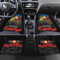 Kangaroo-Kiwi Soldier ANZAC Personalised Car Mats Golden Wattle and Pohutukawa Flowers LT9 Set 4pcs Black - Polynesian Pride