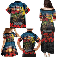 Kangaroo-Kiwi Soldier ANZAC Personalised Family Matching Puletasi and Hawaiian Shirt Golden Wattle and Pohutukawa Flowers LT9 - Polynesian Pride