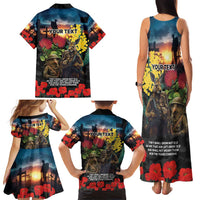 Kangaroo-Kiwi Soldier ANZAC Personalised Family Matching Tank Maxi Dress and Hawaiian Shirt Golden Wattle and Pohutukawa Flowers LT9 - Polynesian Pride