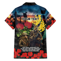 Kangaroo-Kiwi Soldier ANZAC Personalised Hawaiian Shirt Golden Wattle and Pohutukawa Flowers LT9 - Polynesian Pride
