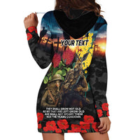 Kangaroo-Kiwi Soldier ANZAC Personalised Hoodie Dress Golden Wattle and Pohutukawa Flowers LT9 - Polynesian Pride