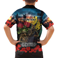 Kangaroo-Kiwi Soldier ANZAC Personalised Kid Hawaiian Shirt Golden Wattle and Pohutukawa Flowers LT9 - Polynesian Pride