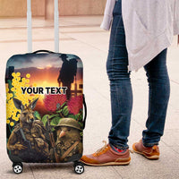 Kangaroo-Kiwi Soldier ANZAC Personalised Luggage Cover Golden Wattle and Pohutukawa Flowers LT9 Black - Polynesian Pride