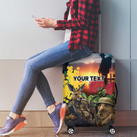 Kangaroo-Kiwi Soldier ANZAC Personalised Luggage Cover Golden Wattle and Pohutukawa Flowers LT9 - Polynesian Pride