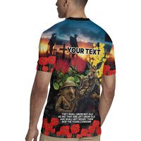 Kangaroo-Kiwi Soldier ANZAC Personalised Rugby Jersey Golden Wattle and Pohutukawa Flowers LT9 - Polynesian Pride