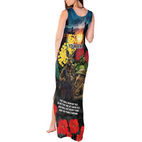 Kangaroo-Kiwi Soldier ANZAC Personalised Tank Maxi Dress Golden Wattle and Pohutukawa Flowers LT9 - Polynesian Pride