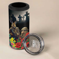 Kangaroo-Kiwi Soldier ANZAC Personalised 4 in 1 Can Cooler Tumbler Golden Wattle Poppy Flowers LT9 - Polynesian Pride