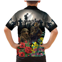 Kangaroo-Kiwi Soldier ANZAC Personalised Family Matching Mermaid Dress and Hawaiian Shirt Golden Wattle Poppy Flowers LT9 - Polynesian Pride