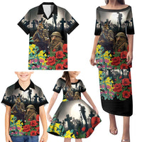 Kangaroo-Kiwi Soldier ANZAC Personalised Family Matching Puletasi and Hawaiian Shirt Golden Wattle Poppy Flowers LT9 - Polynesian Pride