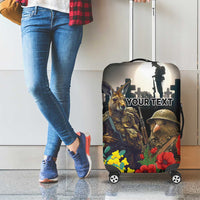Kangaroo-Kiwi Soldier ANZAC Personalised Luggage Cover Golden Wattle Poppy Flowers LT9 - Polynesian Pride