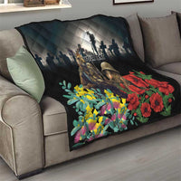 Kangaroo-Kiwi Soldier ANZAC Personalised Quilt Golden Wattle Poppy Flowers LT9 - Polynesian Pride