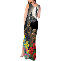 Kangaroo-Kiwi Soldier ANZAC Personalised Tank Maxi Dress Golden Wattle Poppy Flowers LT9 - Polynesian Pride