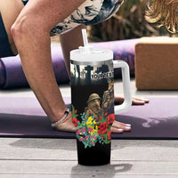 Kangaroo-Kiwi Soldier ANZAC Personalised Tumbler With Handle Golden Wattle Poppy Flowers LT9 - Polynesian Pride