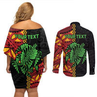 Personalised Tonga Emancipation Day Couples Matching Off Shoulder Short Dress and Long Sleeve Button Shirt Puleanga Fakatui O Since 1970 LT9 - Polynesian Pride
