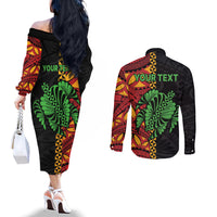 Personalised Tonga Emancipation Day Couples Matching Off The Shoulder Long Sleeve Dress and Long Sleeve Button Shirt Puleanga Fakatui O Since 1970 LT9 - Polynesian Pride