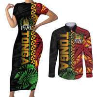 Personalised Tonga Emancipation Day Couples Matching Short Sleeve Bodycon Dress and Long Sleeve Button Shirt Puleanga Fakatui O Since 1970 LT9 Red - Polynesian Pride