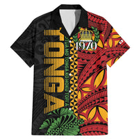 Personalised Tonga Emancipation Day Family Matching Mermaid Dress and Hawaiian Shirt Puleanga Fakatui O Since 1970 LT9 Dad's Shirt - Short Sleeve Red - Polynesian Pride