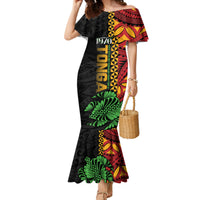 Personalised Tonga Emancipation Day Family Matching Mermaid Dress and Hawaiian Shirt Puleanga Fakatui O Since 1970 LT9 Mom's Dress Red - Polynesian Pride