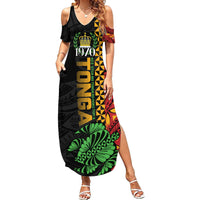 Personalised Tonga Emancipation Day Family Matching Summer Maxi Dress and Hawaiian Shirt Puleanga Fakatui O Since 1970 LT9 Mom's Dress Red - Polynesian Pride