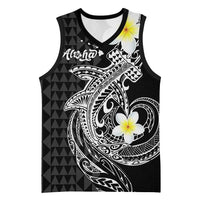Aloha Hammerhead Shark Basketball Jersey Black Hawaiian Kakau Tribal Tattoo LT9 Unisex Black - Polynesian Pride
