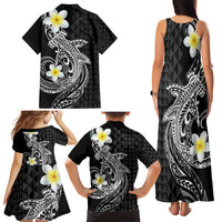 Aloha Hammerhead Shark Family Matching Tank Maxi Dress and Hawaiian Shirt Black Hawaiian Kakau Tribal Tattoo LT9 - Polynesian Pride