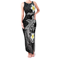 Aloha Hammerhead Shark Family Matching Tank Maxi Dress and Hawaiian Shirt Black Hawaiian Kakau Tribal Tattoo LT9 Mom's Dress Black - Polynesian Pride