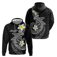 Aloha Hammerhead Shark Hoodie Black Hawaiian Kakau Tribal Tattoo