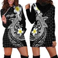 Aloha Hammerhead Shark Hoodie Dress Black Hawaiian Kakau Tribal Tattoo LT9 - Polynesian Pride