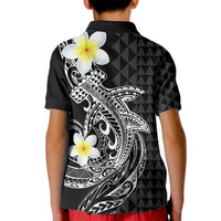 Aloha Hammerhead Shark Kid Polo Shirt Black Hawaiian Kakau Tribal Tattoo LT9 - Polynesian Pride