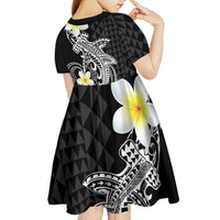 Aloha Hammerhead Shark Kid Short Sleeve Dress Black Hawaiian Kakau Tribal Tattoo LT9 - Polynesian Pride