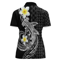Aloha Hammerhead Shark Women Polo Shirt Black Hawaiian Kakau Tribal Tattoo LT9 - Polynesian Pride