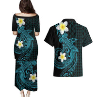 Aloha Hammerhead Shark Couples Matching Puletasi and Hawaiian Shirt Calypso Hawaiian Kakau Tribal Tattoo LT9 - Polynesian Pride