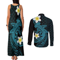 Aloha Hammerhead Shark Couples Matching Tank Maxi Dress and Long Sleeve Button Shirt Calypso Hawaiian Kakau Tribal Tattoo LT9 - Polynesian Pride
