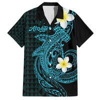 Aloha Hammerhead Shark Hawaiian Shirt Calypso Hawaiian Kakau Tribal Tattoo LT9 Blue - Polynesian Pride